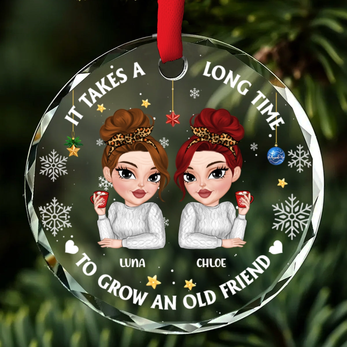 It Takes A Long Time To Grow An Old Friend Christmas - Personalized Custom Glass Ornament