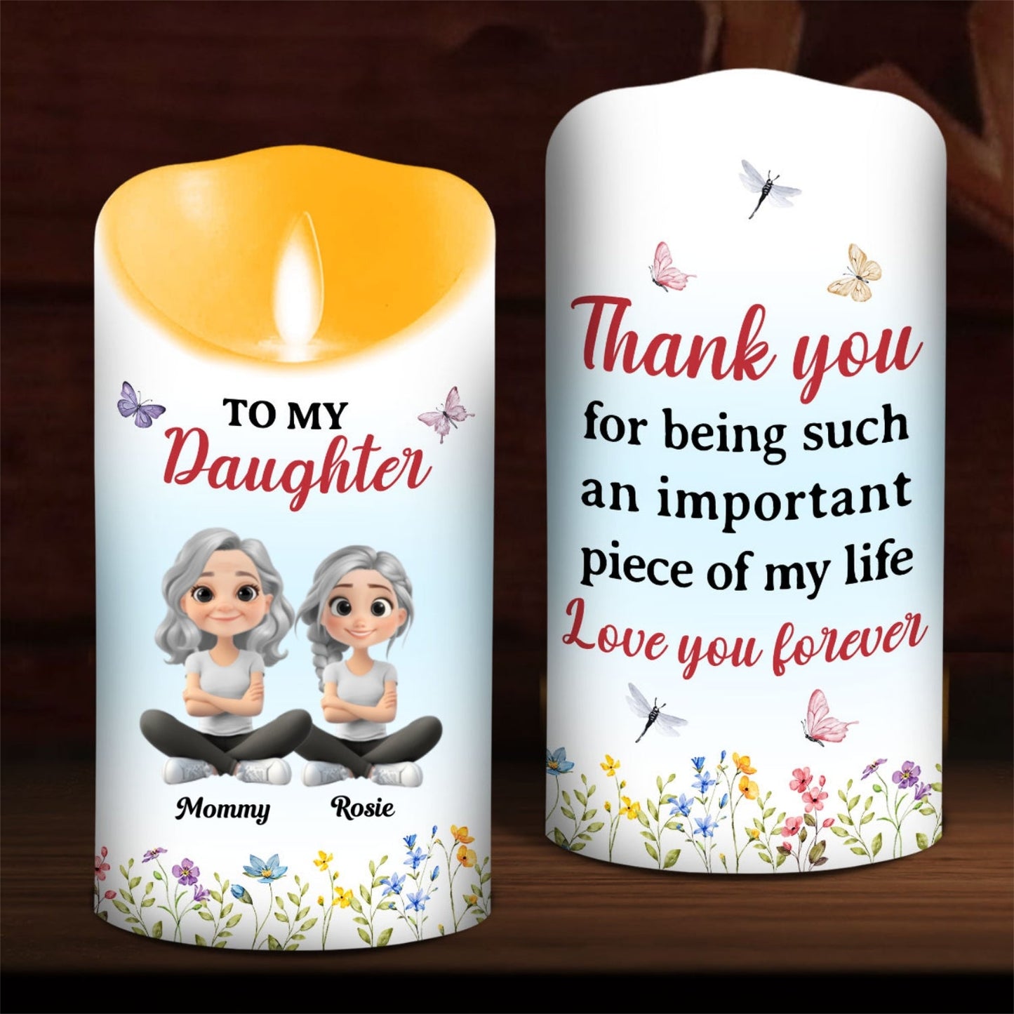 Daughter Is My Important Piece - Personalized Custom LED Candle