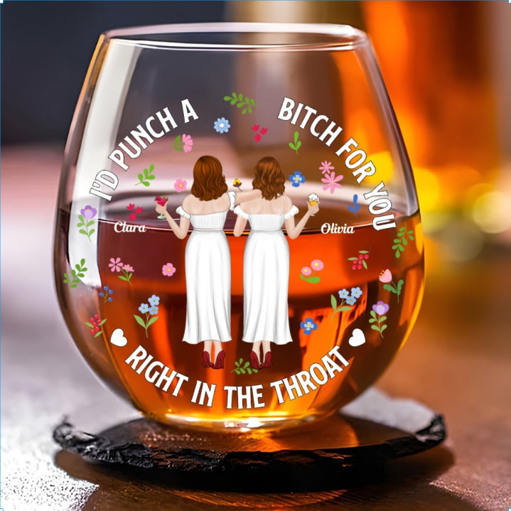 Punch Bitch Besties - Personalized Custom Wine Glass