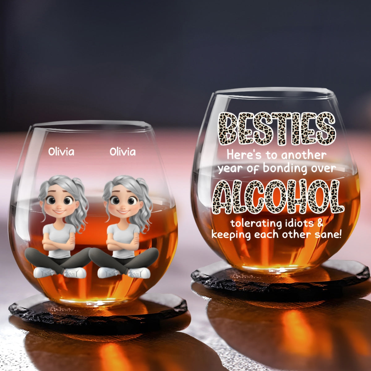 Alcohol Tolerating Cartoonize - Personalized Custom Wine Glass