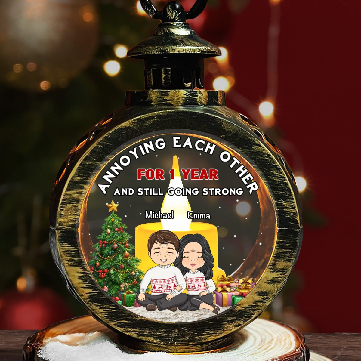 Annoying Each Other And Still Going Strong - Personalized Custom Christmas Lantern