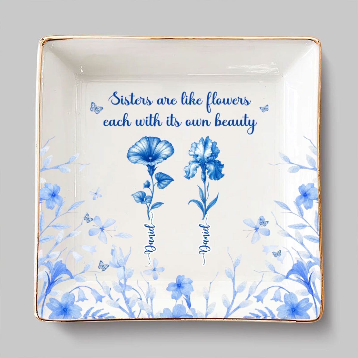 A Garden Of Sisterly Love - Personalized Custom Jewelry Dish