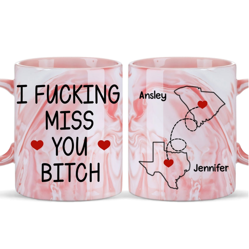 Miss You - Personalized Custom Pink Marble Mug