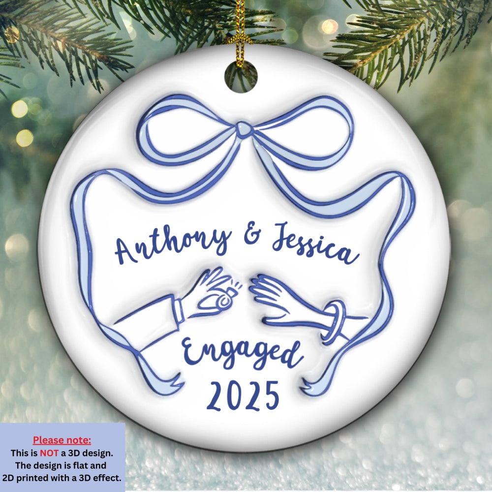We Got Engaged - Personalized Custom 3D Inflated Effect Ceramic Ornament