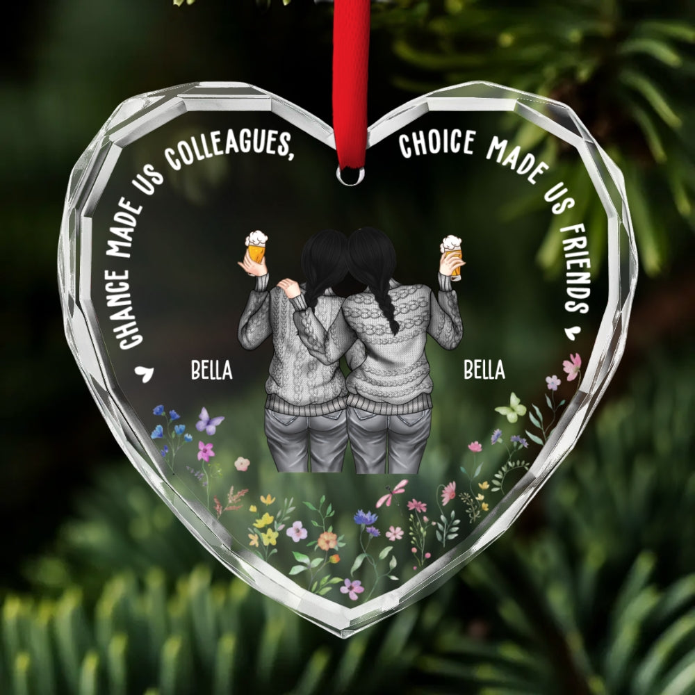 Work Made Us Colleagues - Personalized Custom Glass Ornament