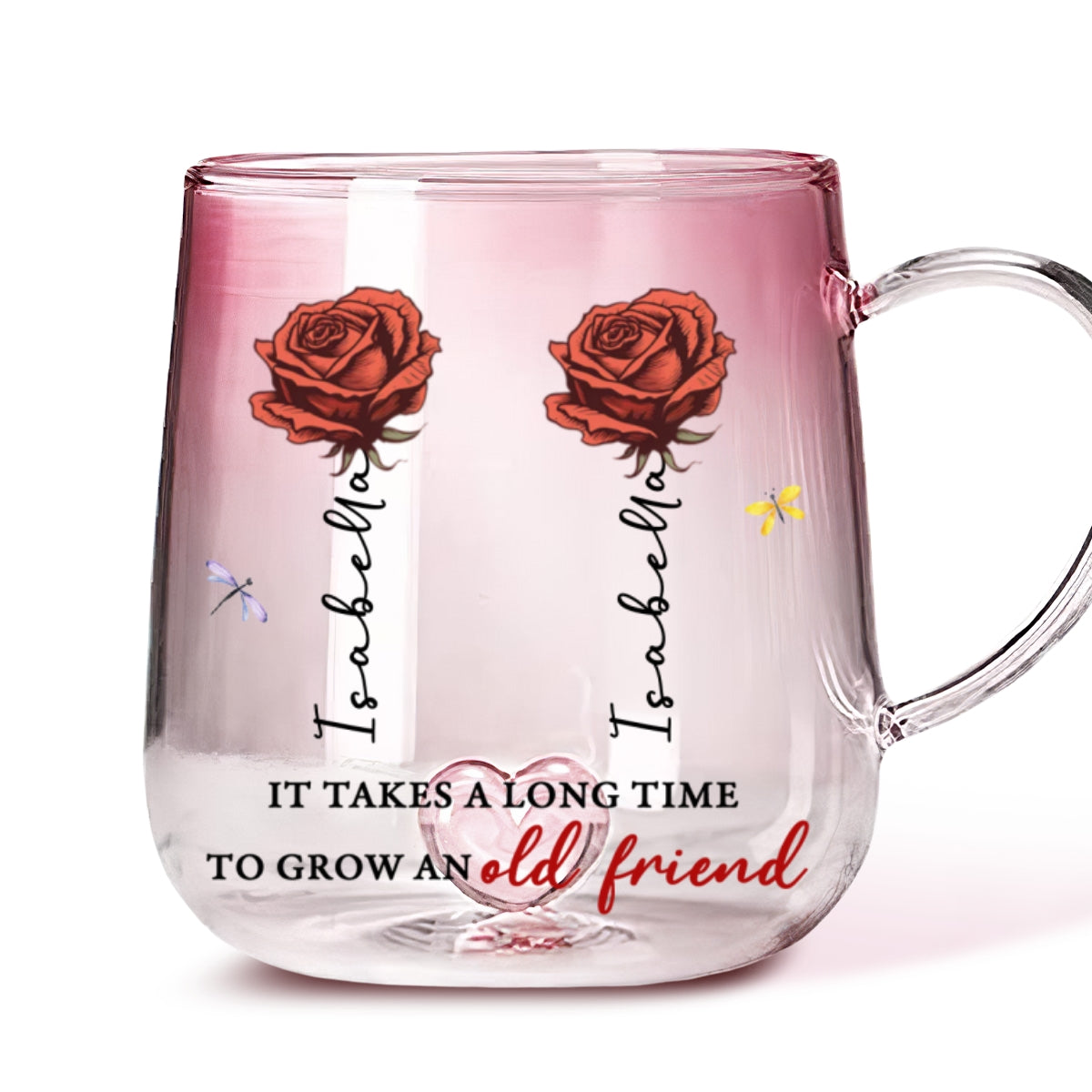 It Takes A Long Time - Personalized Custom Pink Gradient Glass Mug