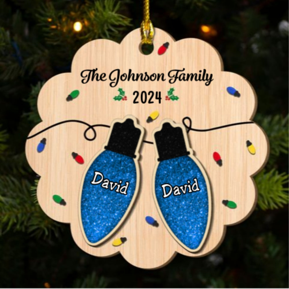 Merry Christmas My Family - Personalized Custom 2-Layered Wood Ornament