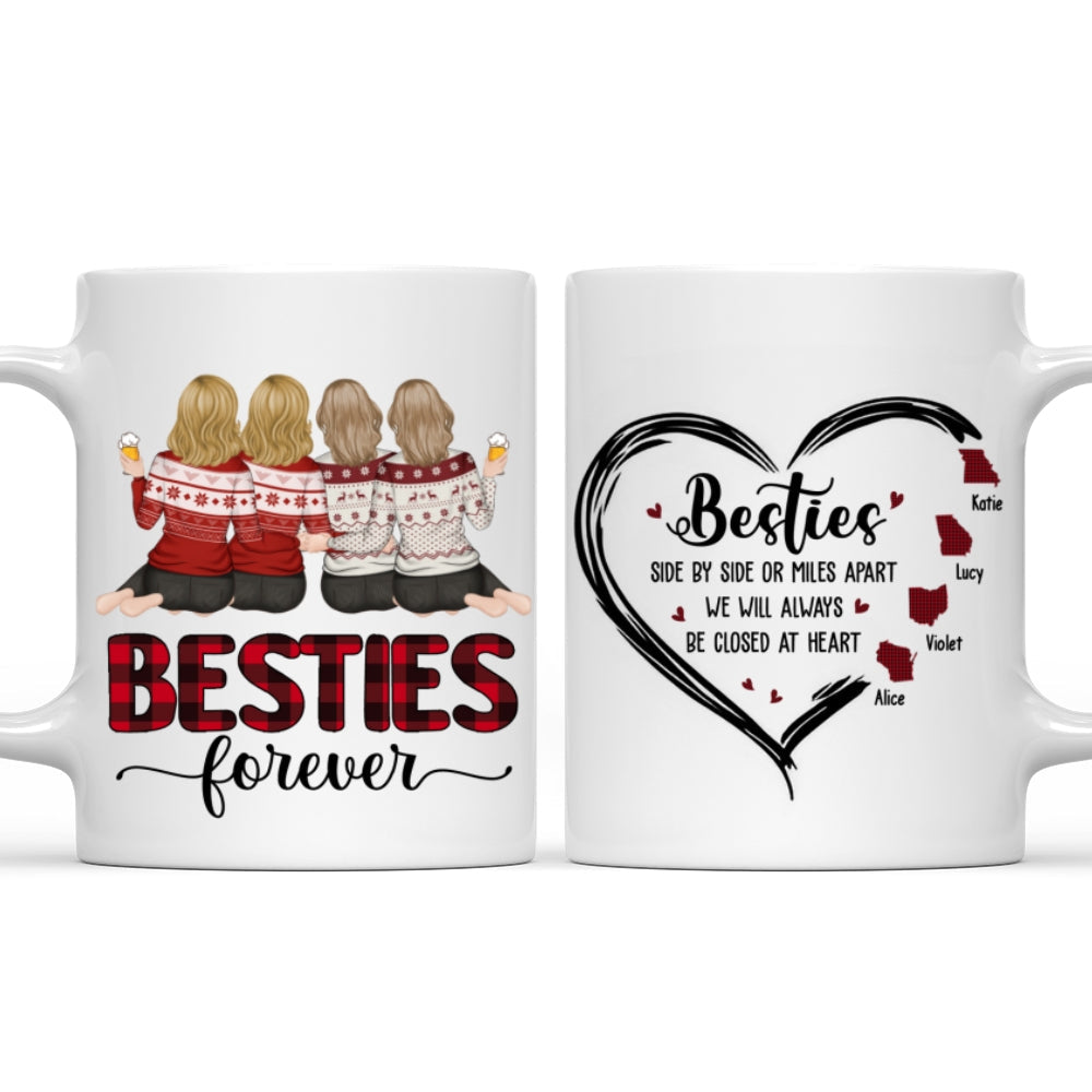 Side By Side Or Miles Apart - Personalized Custom Mug