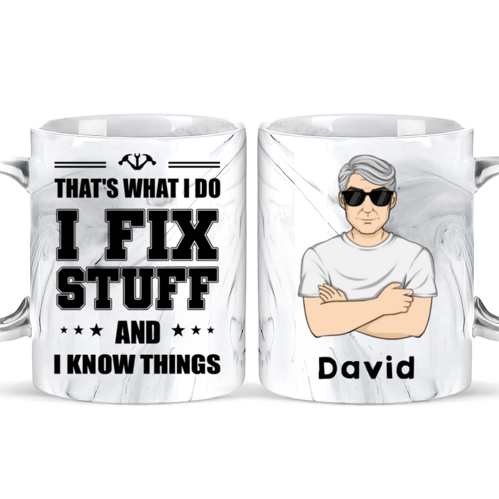 That Is what I Do - Personalized Custom Grey Marble Mug