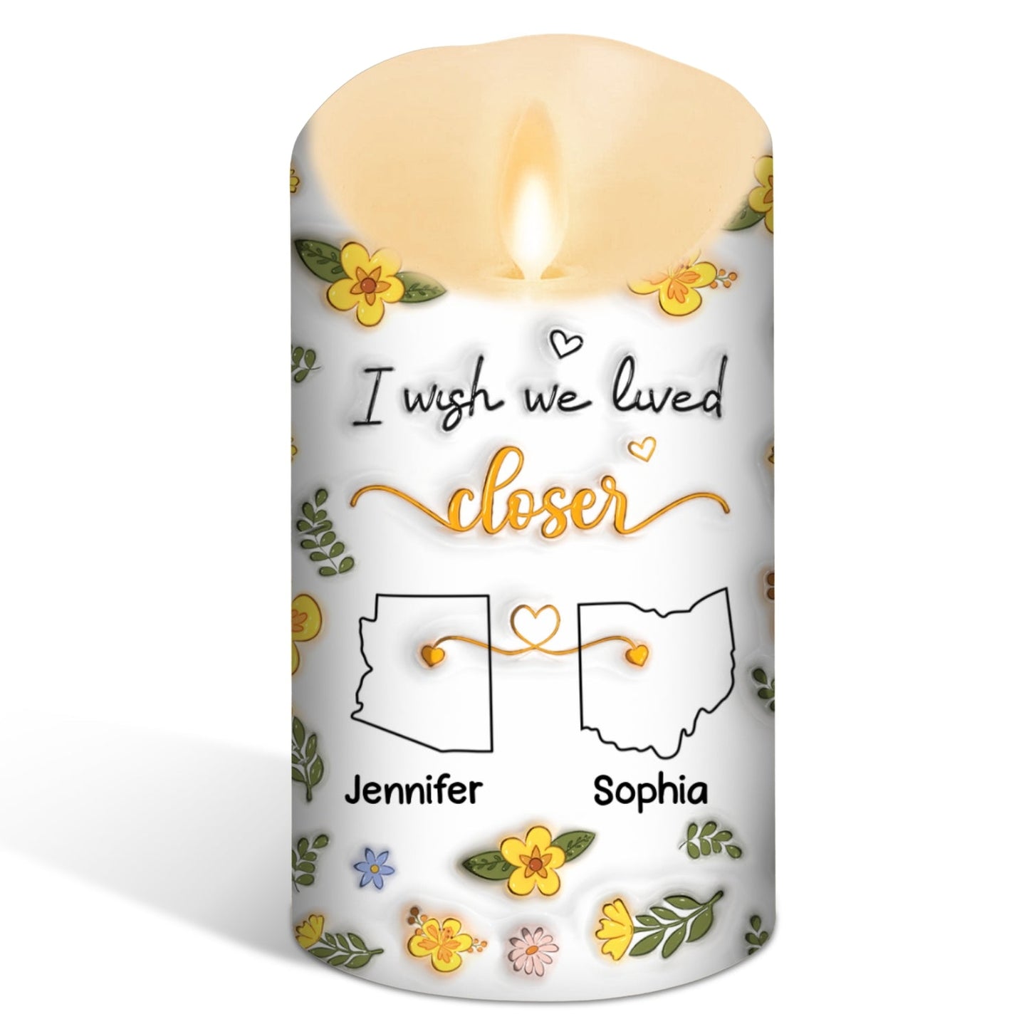 I Wish We Lived Closer - Personalized Custom 3D Inflated Effect LED Candle