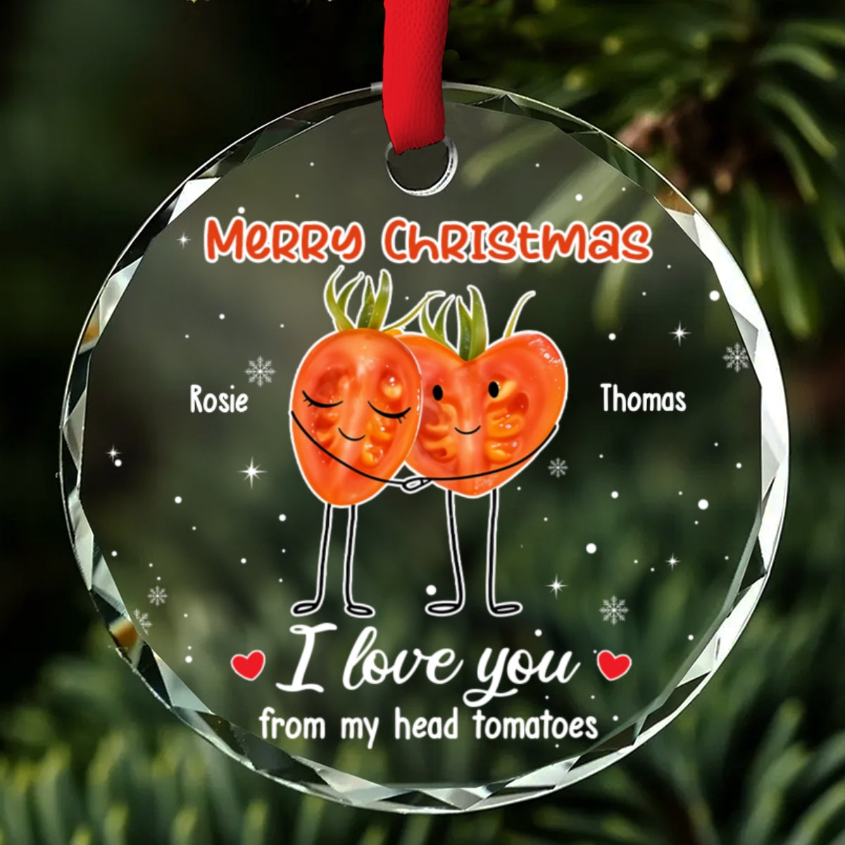 I Love You From My Head Tomatoes - Personalized Custom Glass Ornament