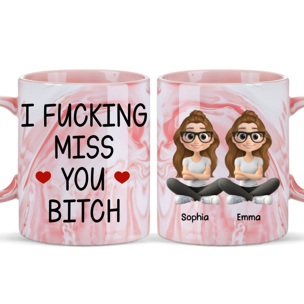 Miss You So - Personalized Custom Pink Marble Mug
