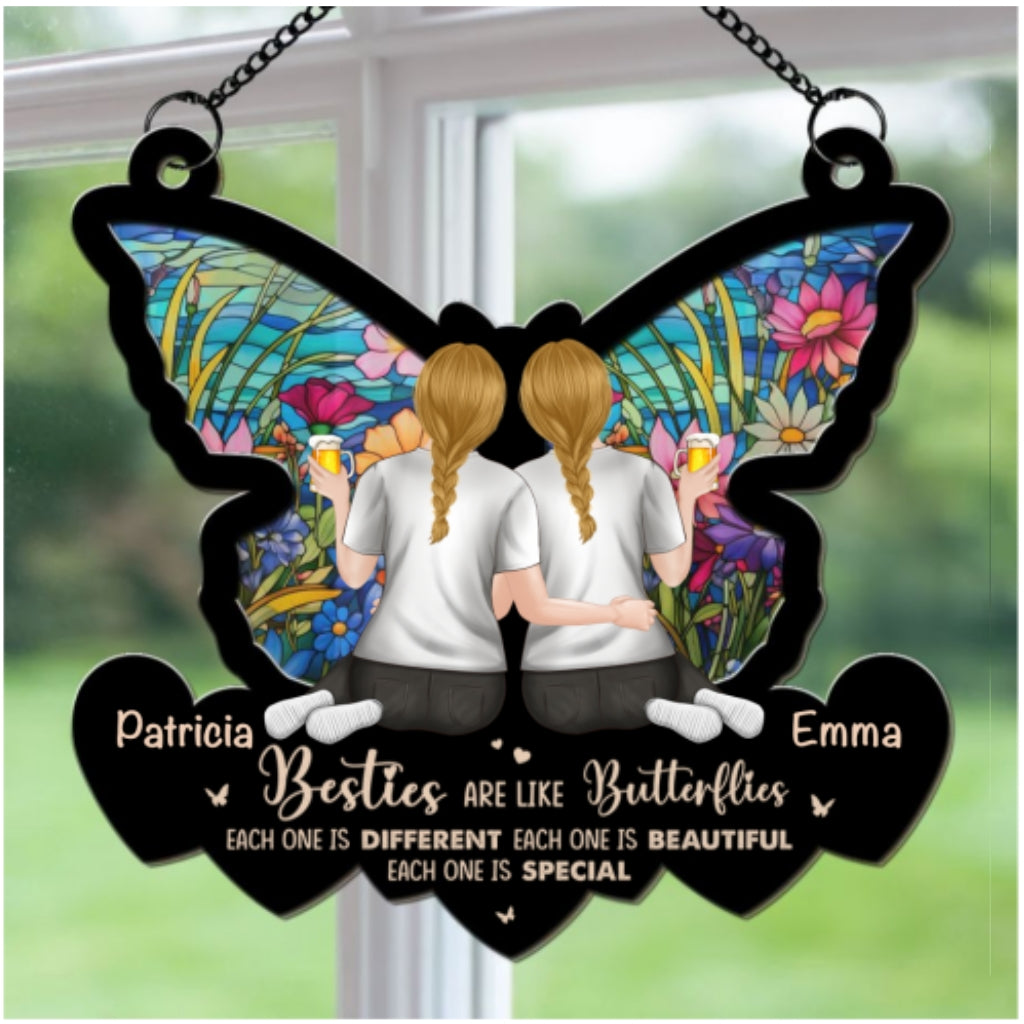 Special Sisters Like Butterflies - Personalized Custom Suncatcher