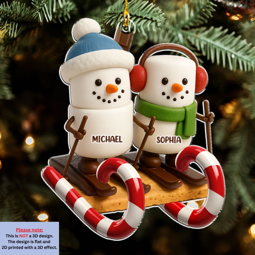 Smore Snowman Sled - Personalized Custom Acrylic Ornament