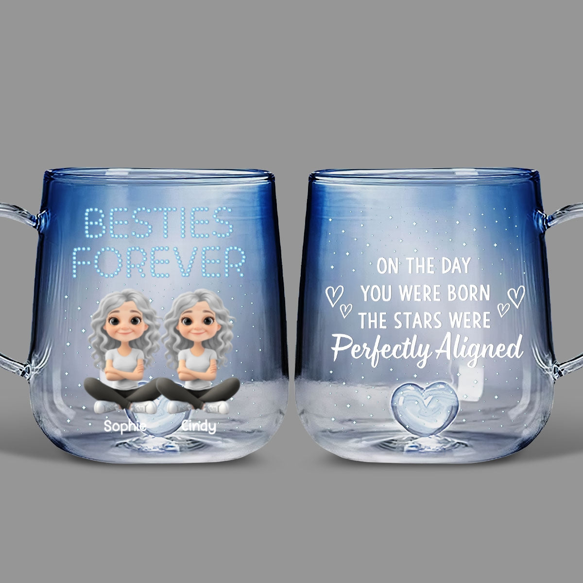 On The Day You Were Born - Personalized Custom Blue Gradient Glass Mug