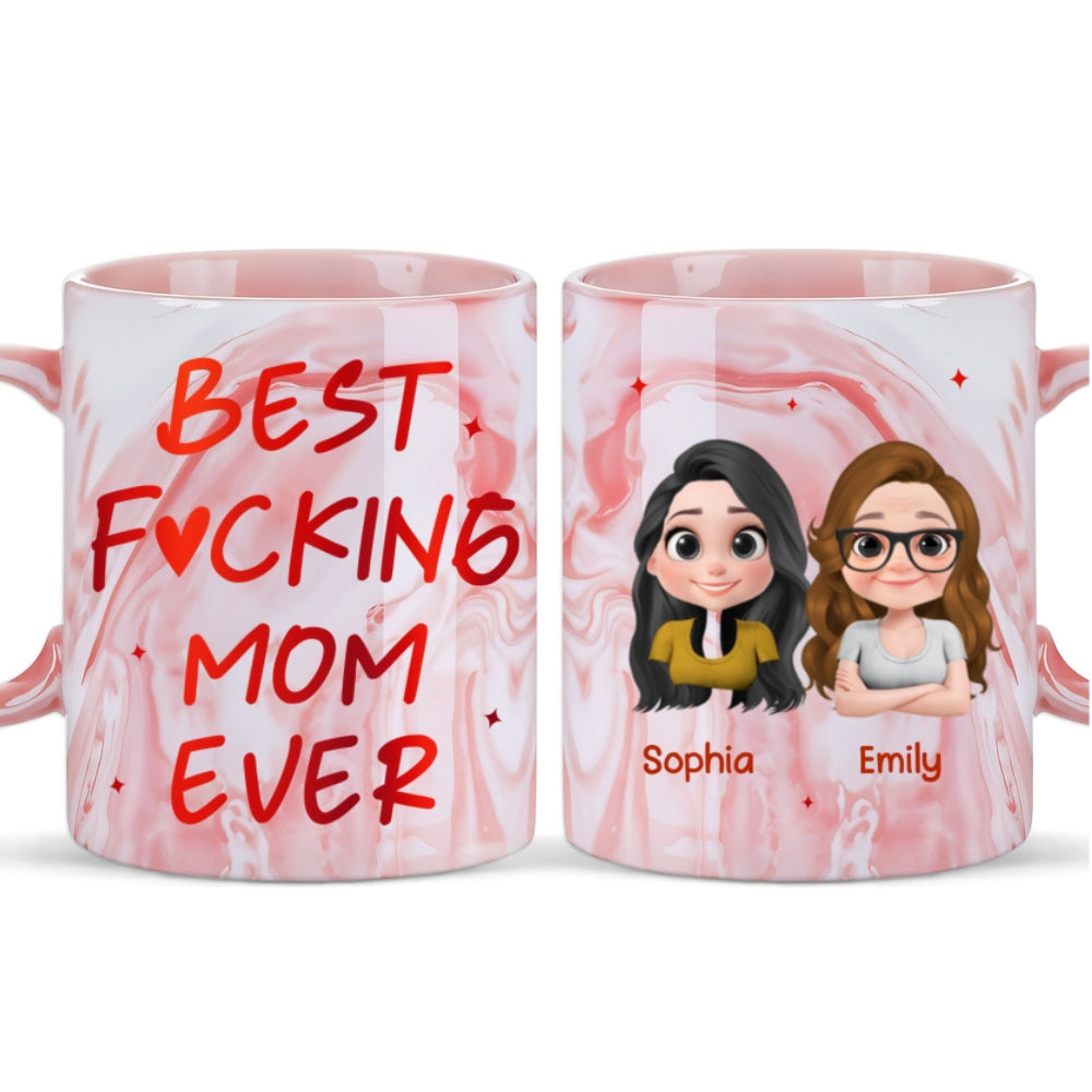Best Mom - Personalized Custom Pink Marble Mug