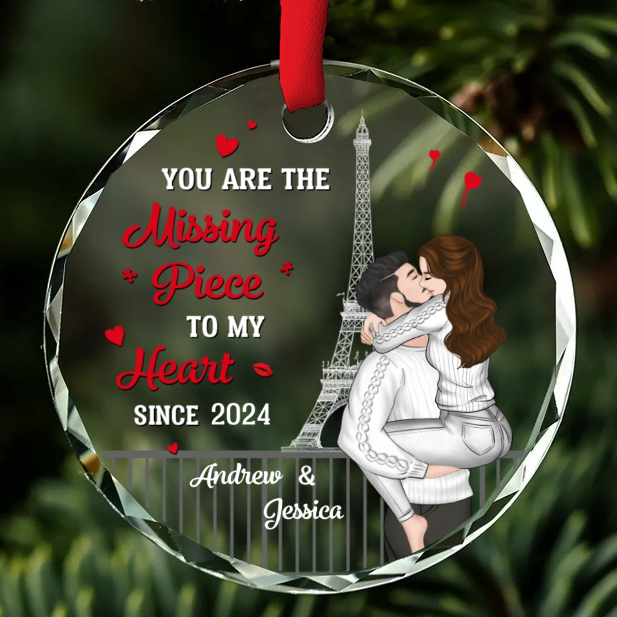 The Year I Found My Missing Piece Couples - Personalized Custom Glass Ornament