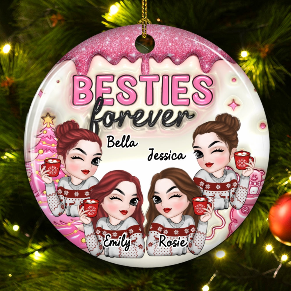 Always Besties - Personalized Custom 3D Inflated Effect Ceramic Ornament
