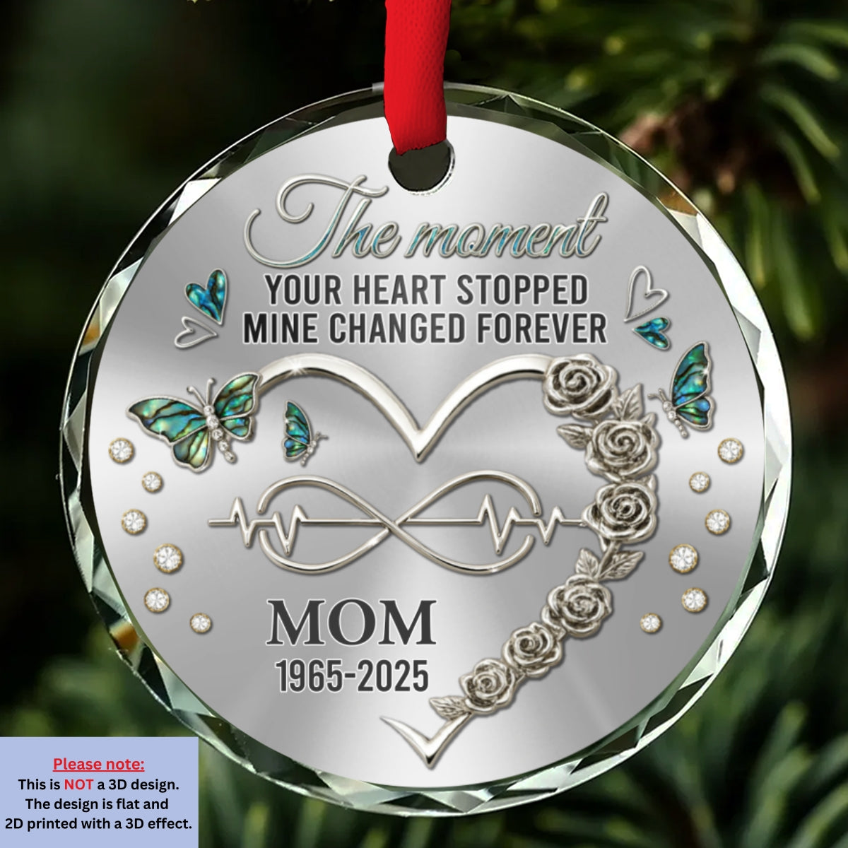 Your Heart Stopped Mine Changed Forever - Personalized Custom Glass Ornament