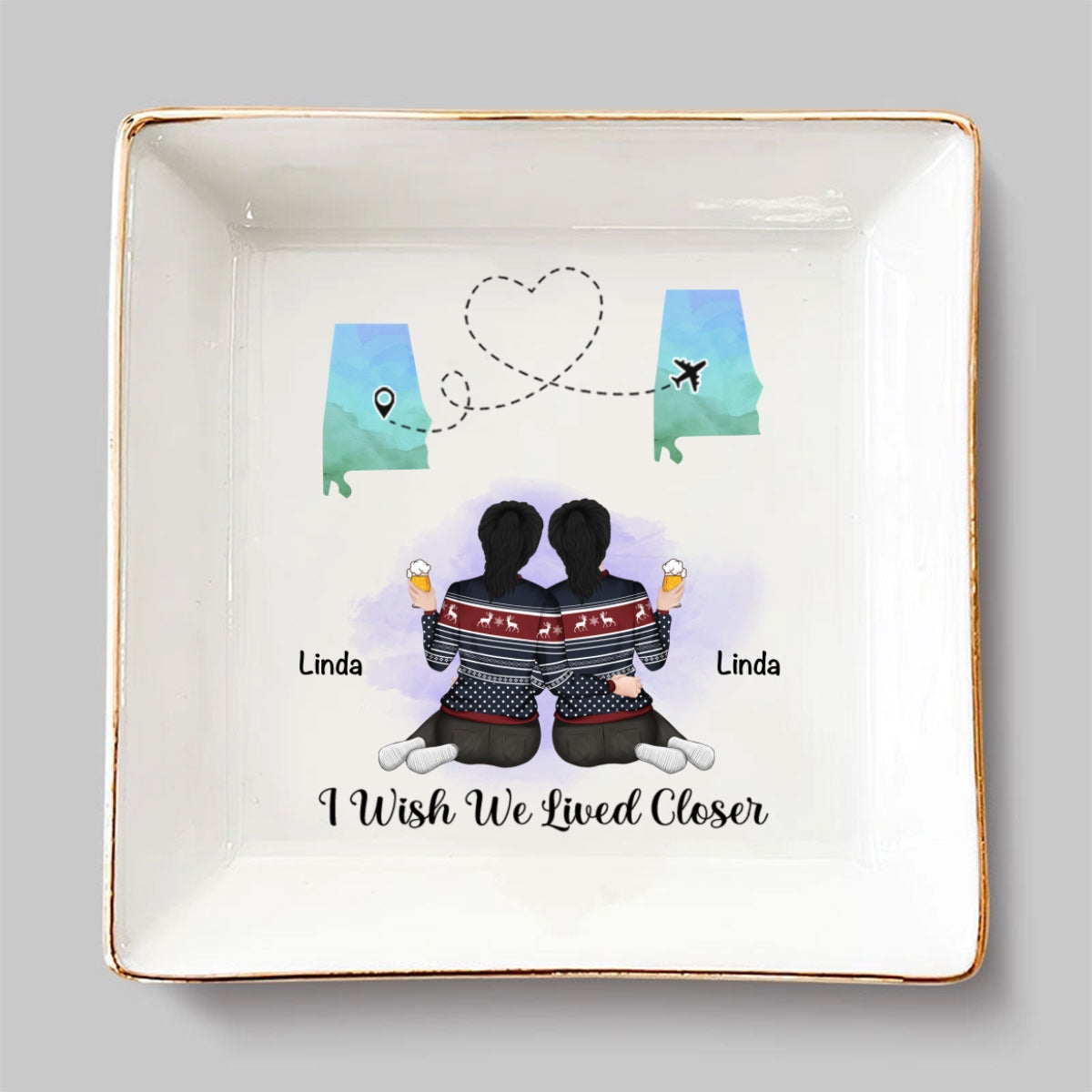 Friendship Knows No Distance - Personalized Jewelry Dish