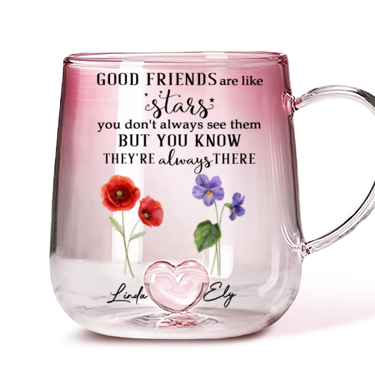 Friends Like Stars - Personalized Custom Pink Gradient Glass Mug