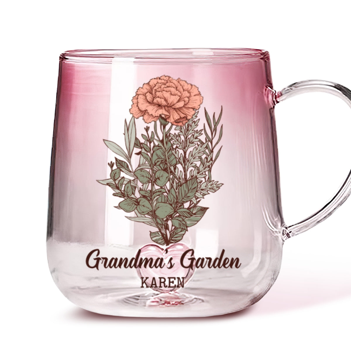 The Garden Of Grandma - Personalized Custom Pink Gradient Glass Mug