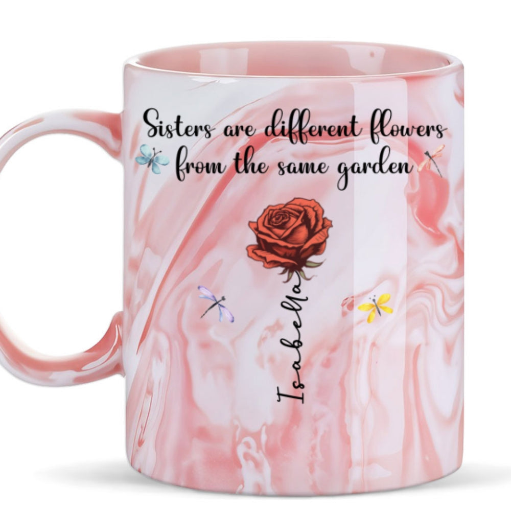 Sisters Forever - Personalized Custom Pink Marble Mug