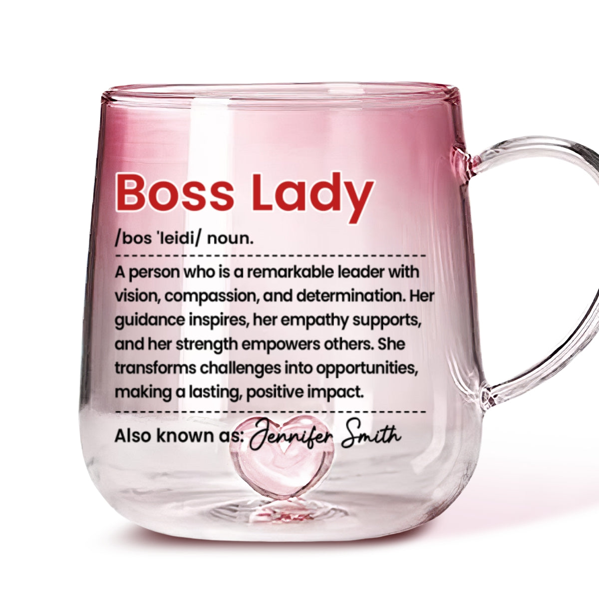 Boss Lady - Personalized Custom Pink Gradient Glass Mug