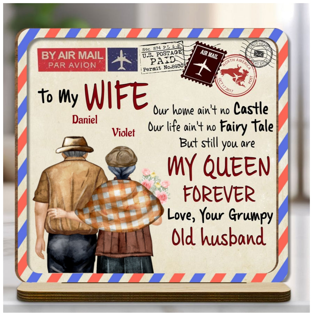 My Queen - Personalized Custom 2-Layer Wood Plaque With Flat Base
