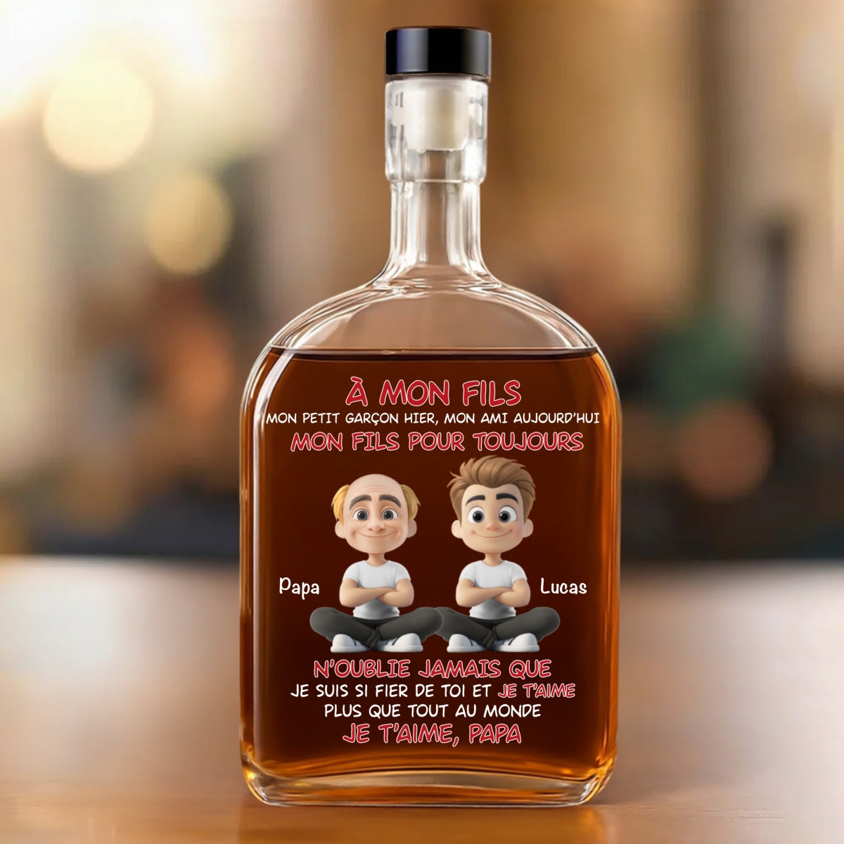 Mon Fils Pour Toujours - Carafe À Spiritueux Personnalisée