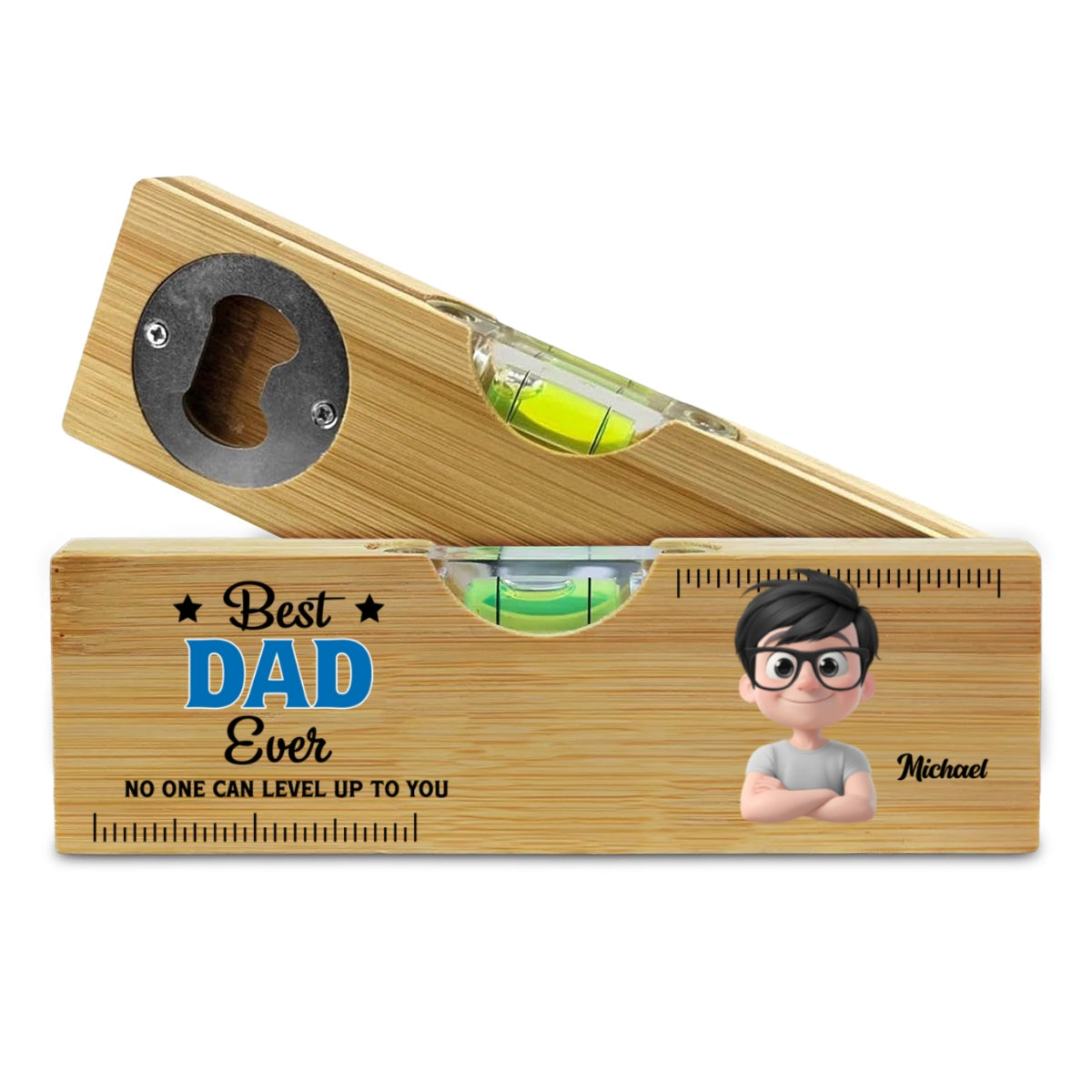 No One Measures Up To You - Personalized Custom Wooden Spirit Level Bottle Opener