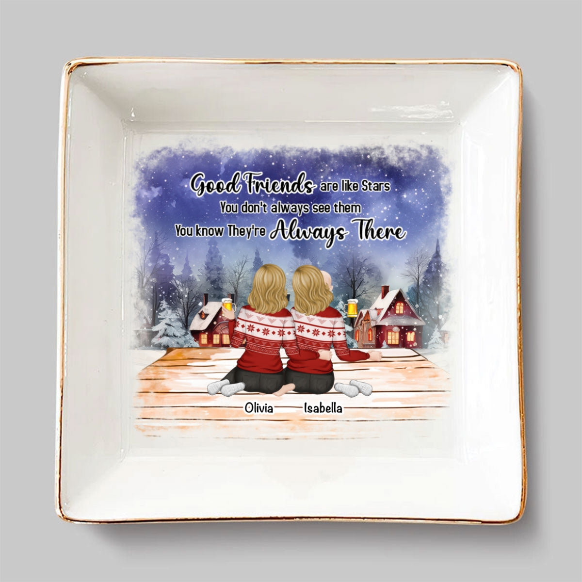 Good Friends Are Like Stars - Personalized Custom Jewelry Dish
