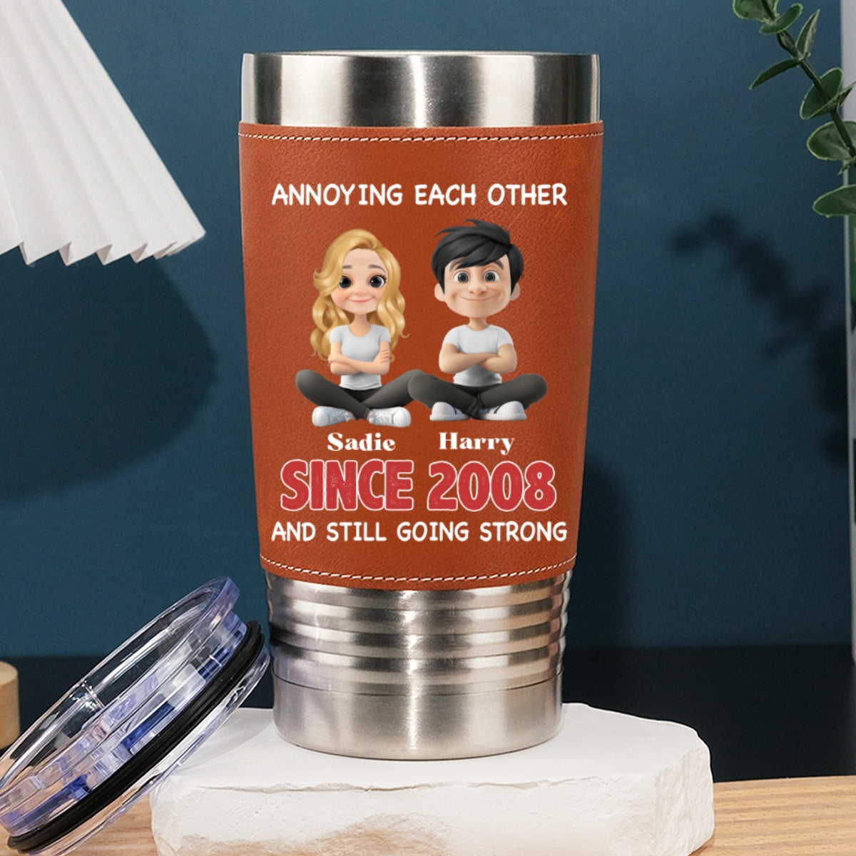 Together Forever - Personalized Custom Leather Tumbler