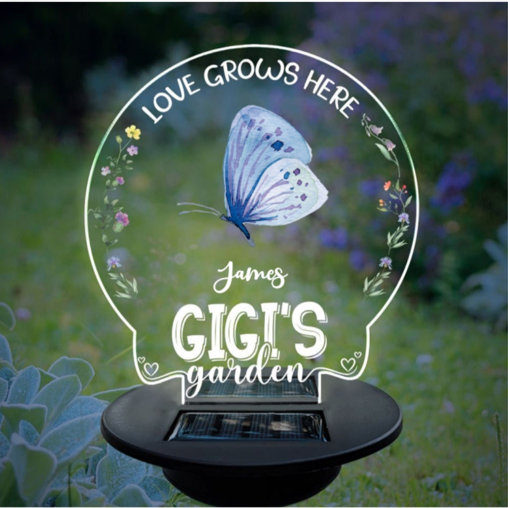 Lovely Butterfly Of Grandma - Personalized Custom Solar Light