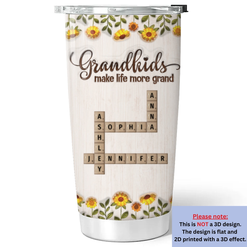 Grandkids Make Life Filled With Love Crossword - Personalized Custom 3D Inflated Effect Tumbler