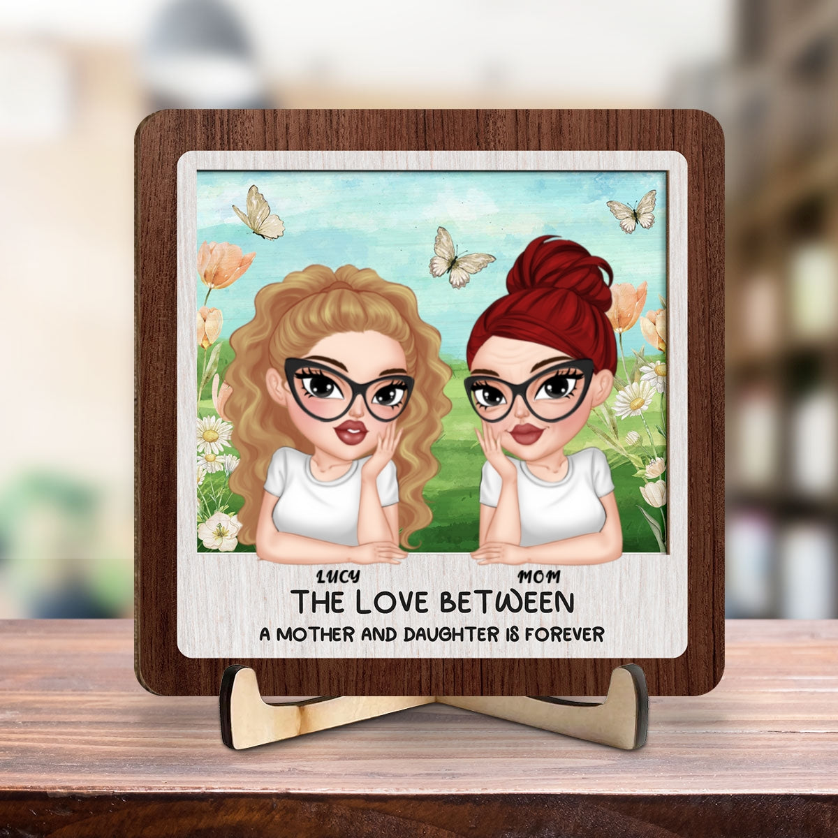 Mom And Daughter Happy Together - Personalized Custom Wooden Plaque