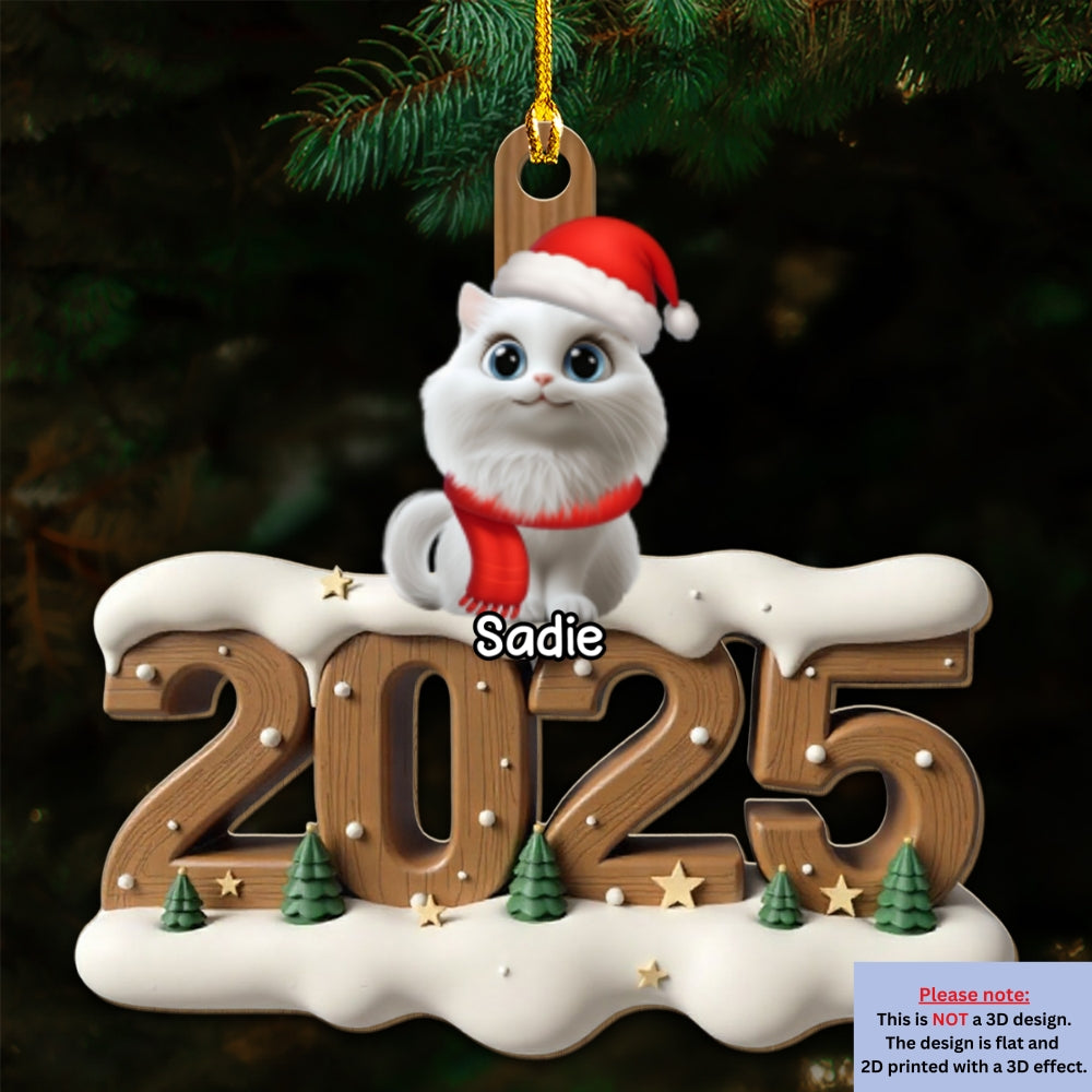 Only Cats This Year - Personalized Custom 3D Effect Wood Ornament