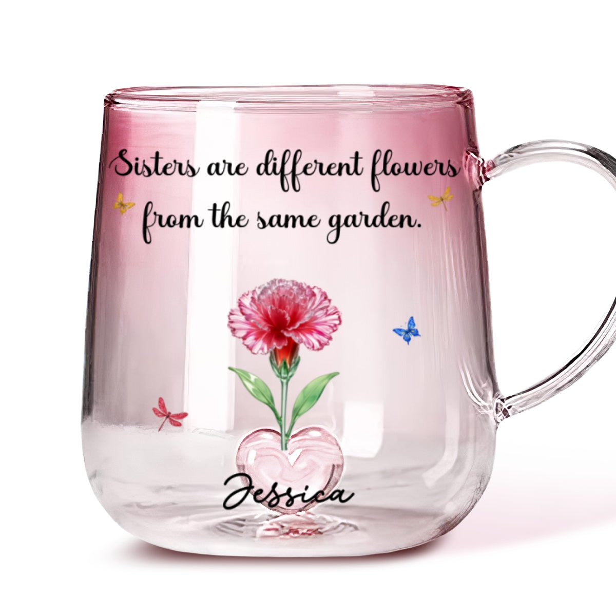 We Are Flowers - Personalized Custom Pink Gradient Glass Mug
