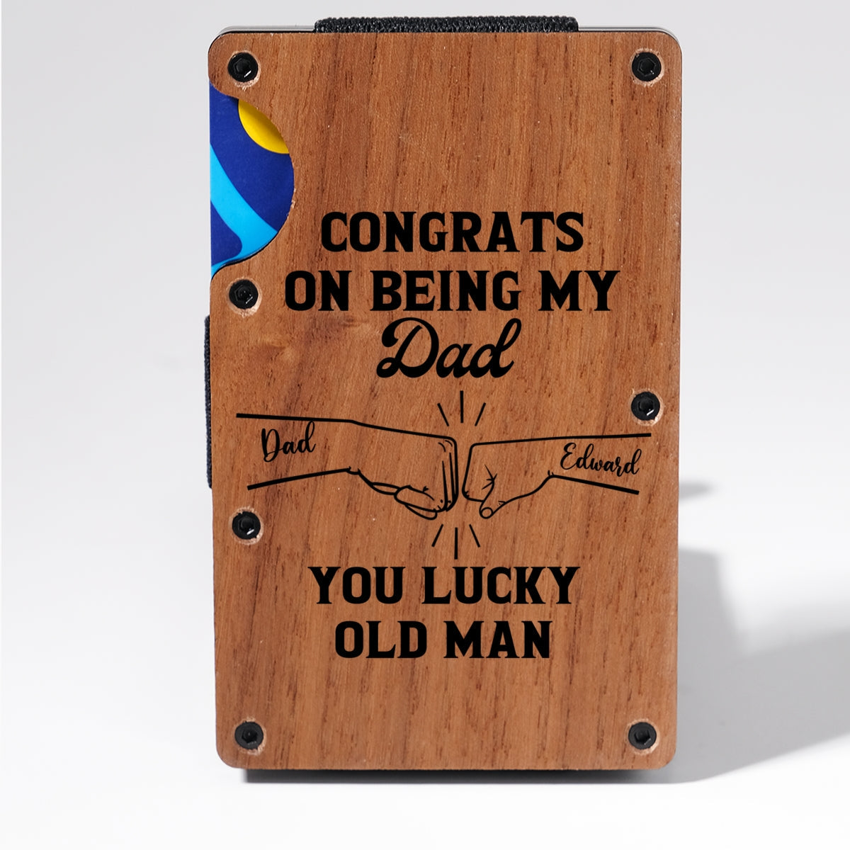 Congrats On Being My Dad - Personalized Custom Engraved Wooden Card Holder