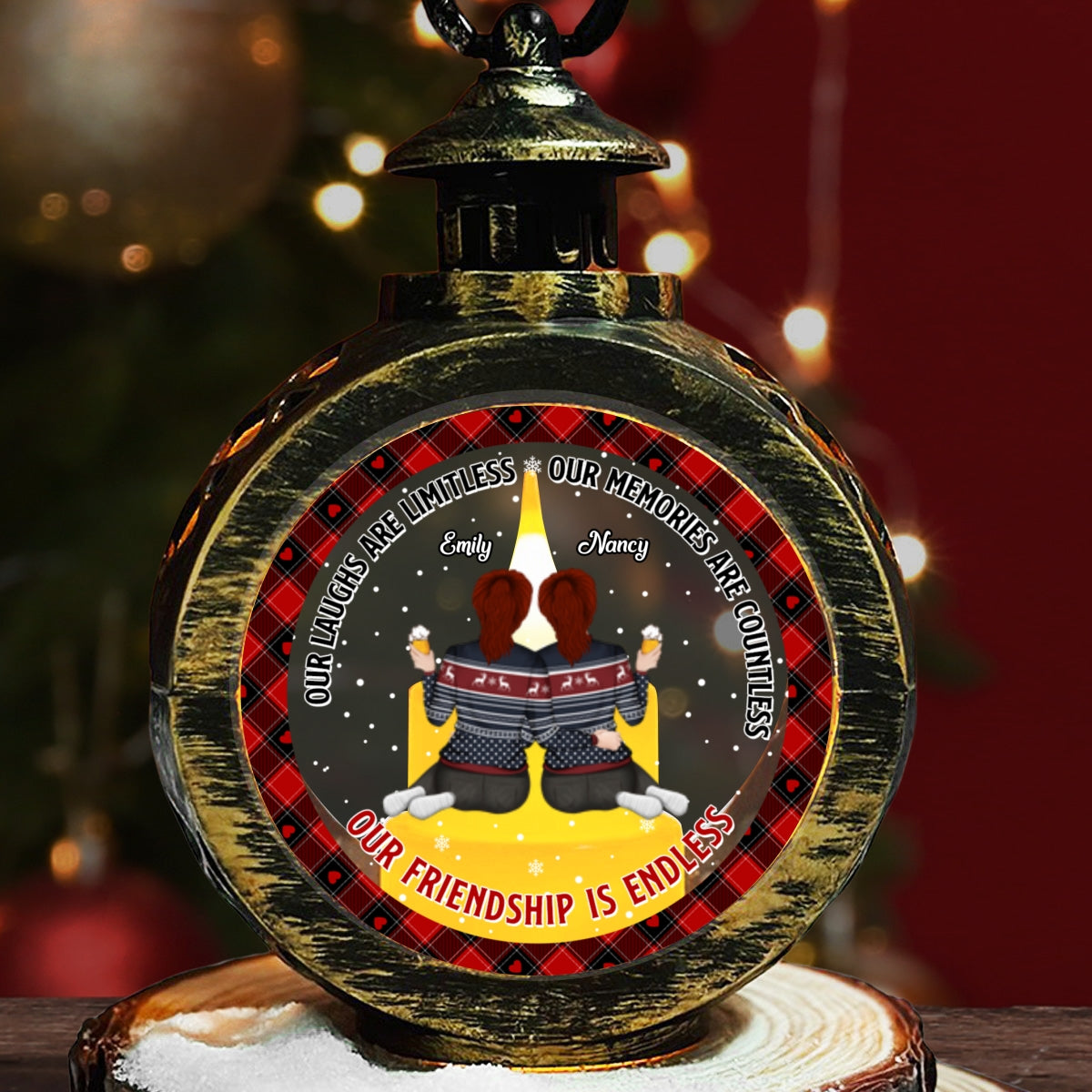 Our Friendship Is Endless - Personalized Custom Christmas Lantern