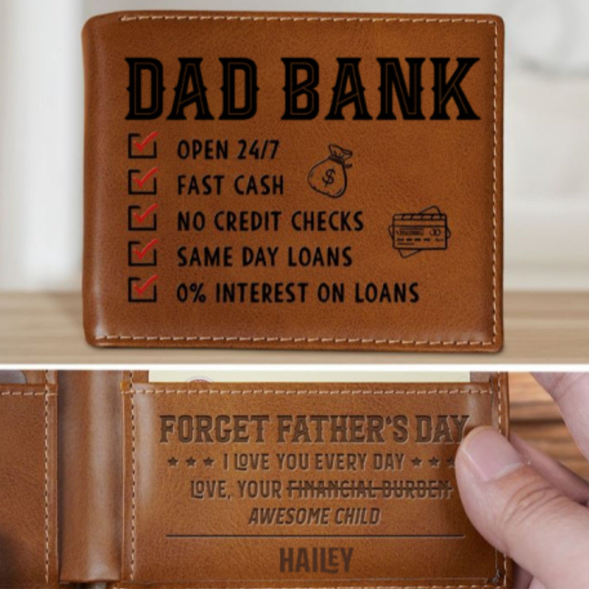 Love You Every Day - Personalized Custom Printed Men Leather Wallet