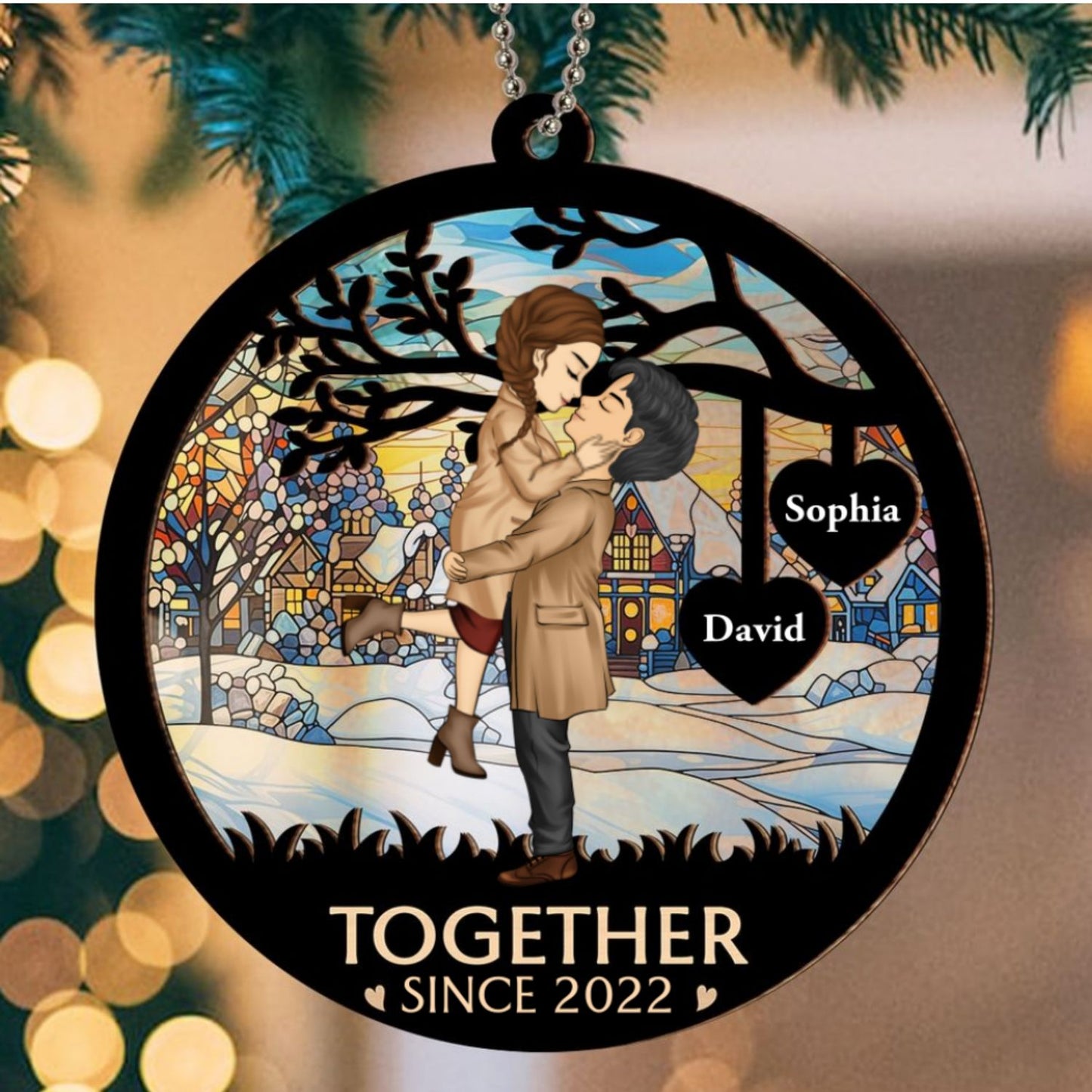 Christmas Together - Personalized Custom Suncatcher Ornament