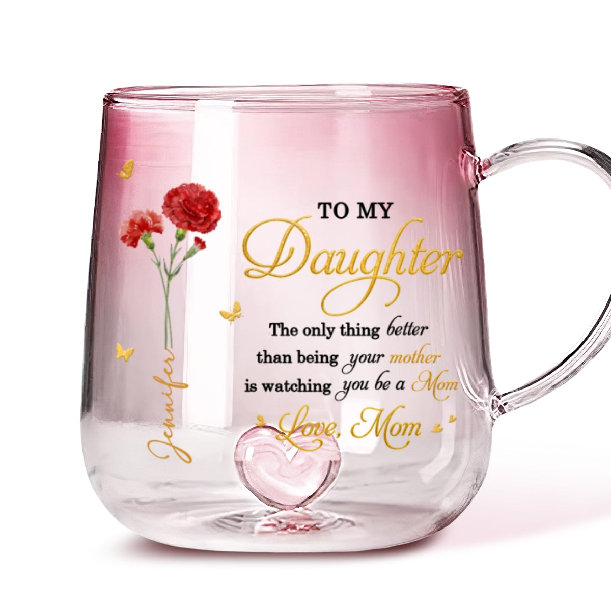 Watching You Be A Mom - Personalized Custom Pink Gradient Glass Mug