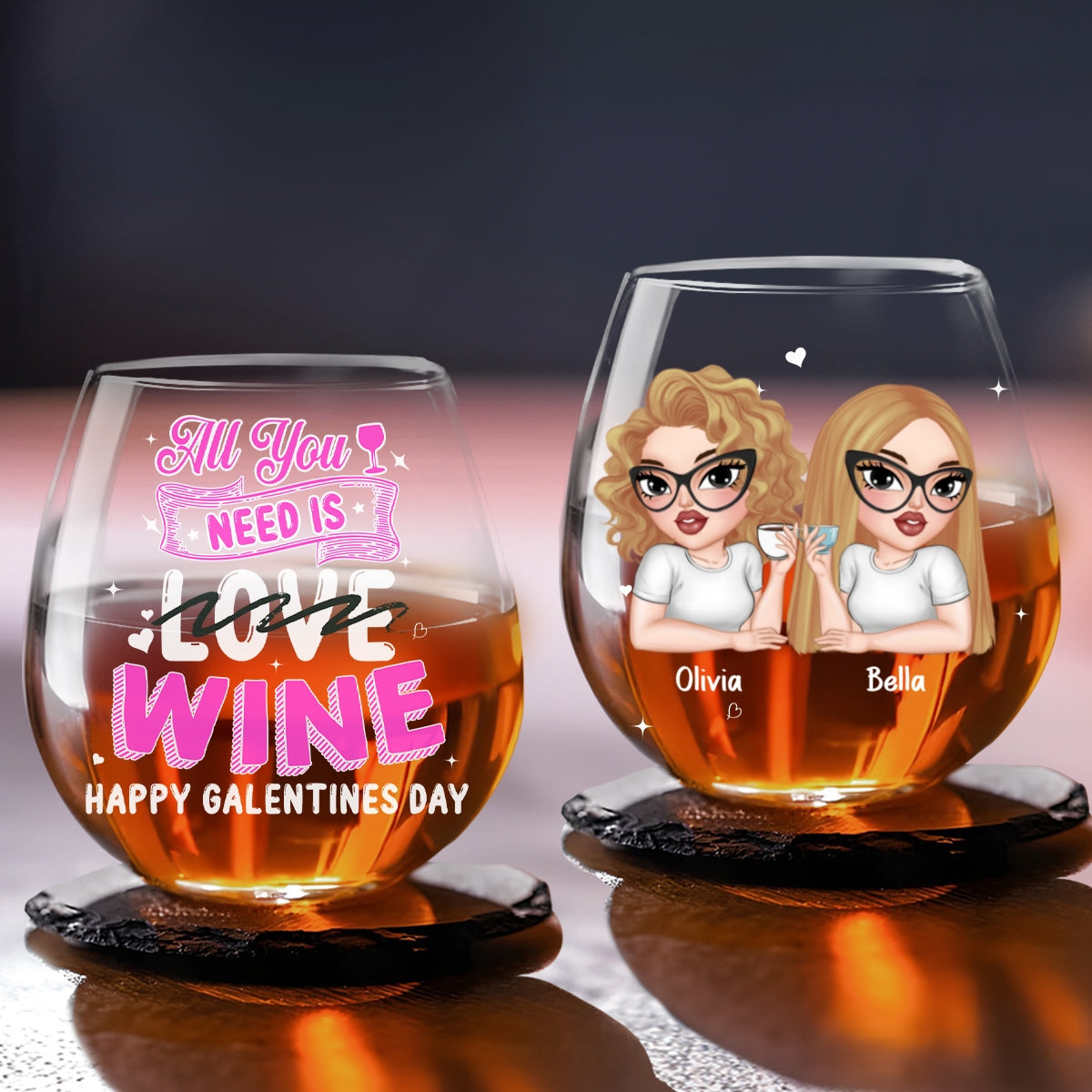 All You Need Is Wine - Personalized Custom Wine Glass