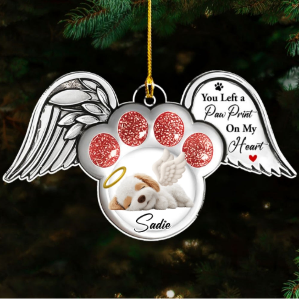 Pawprints In Heaven - Personalized Custom Acrylic Ornament