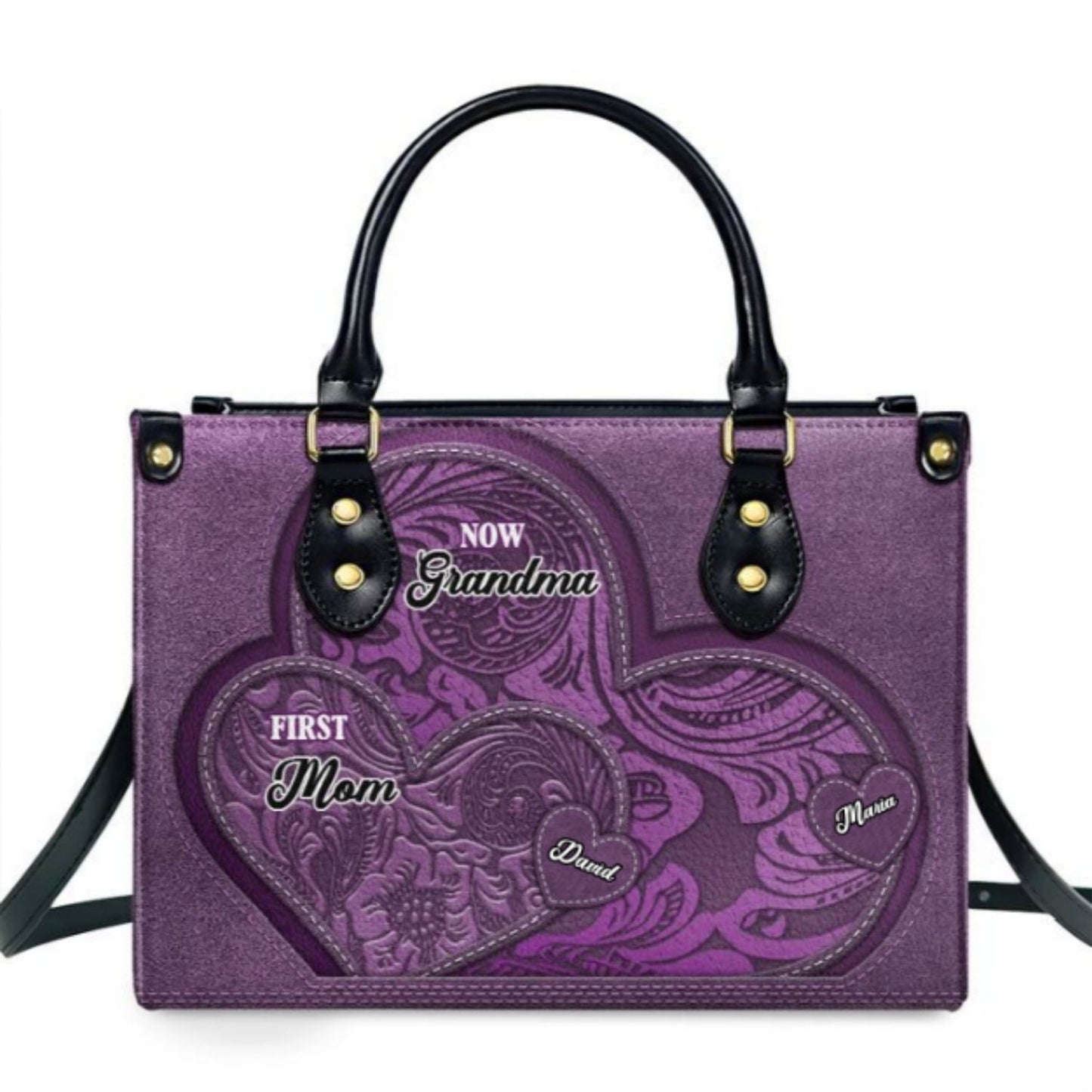 First Mom Now Grandma - Personalized Custom Leather Bag