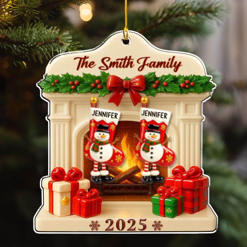 Jolly Stockings Hanging - Personalized Custom Acrylic Ornament