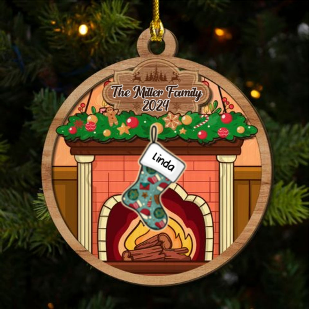 Happy Stockings - Personalized Custom 2-Layered Wood Ornament