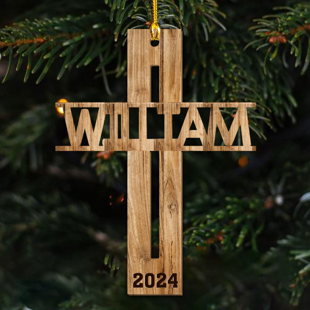 The Cross - Personalized Custom Wood Ornament