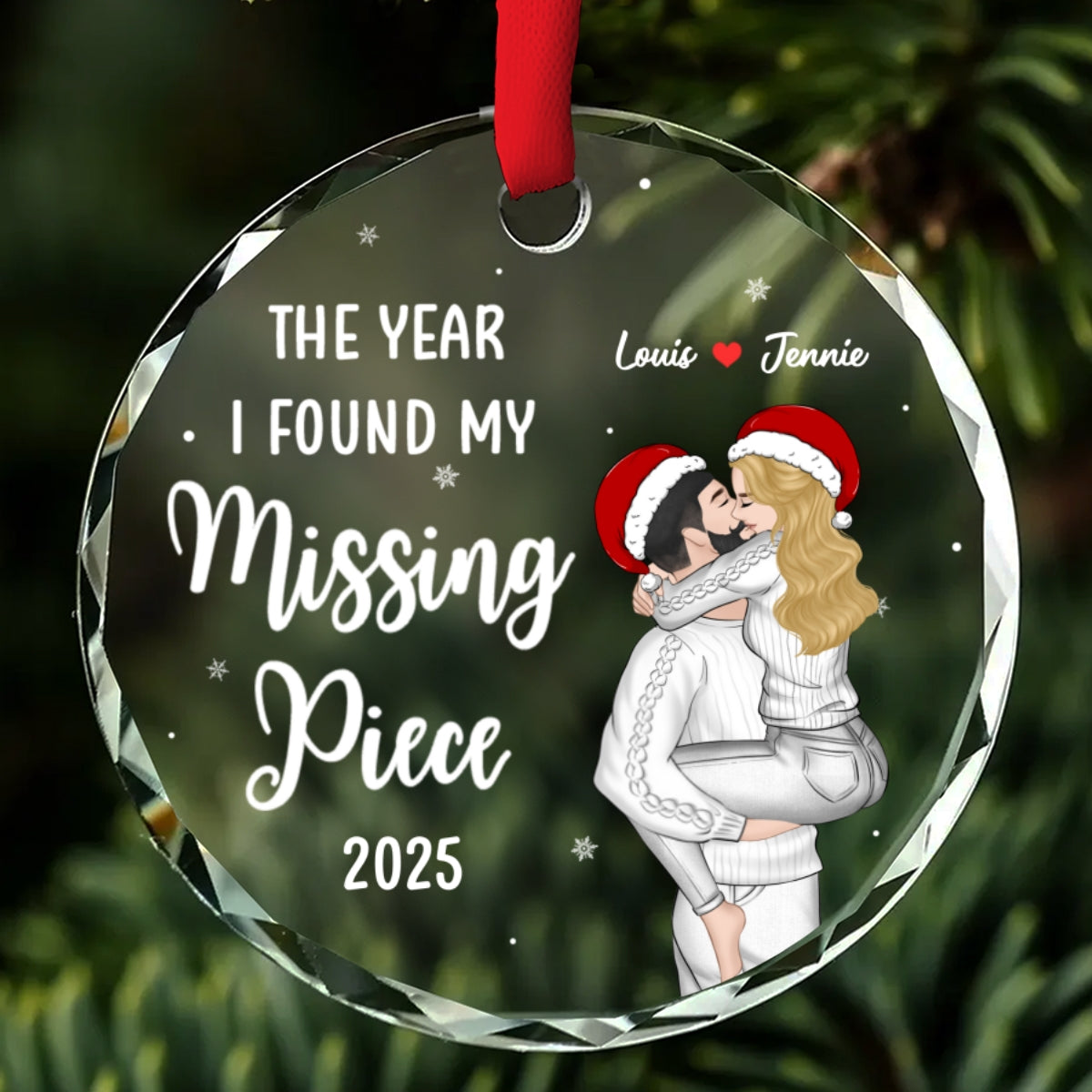 The Year I Found My Missing Piece Heart Puzzle - Personalized Custom Glass Ornament